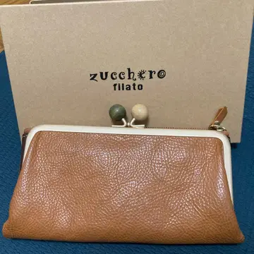 zucchero filato 브라운 가죽 장지갑