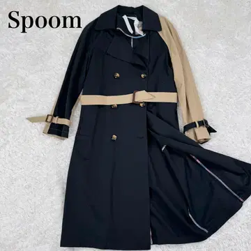 미사용 SPOOM 트렌치코트 바이컬러 벨트 포함 S 사이즈