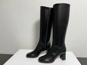 블랙 롱 부츠 사이드 지퍼 부착