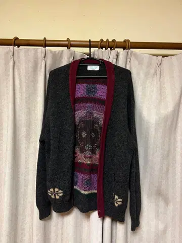 가디건 기하학 패턴 꽃무늬