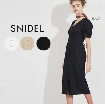 SNIDEL 블랙 원피스 미디 타이트 블랙 M
