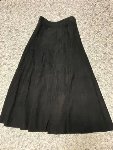 쉬프 스웨이드 롱 플레어 스커트 안감 큐프라 100% 블랙