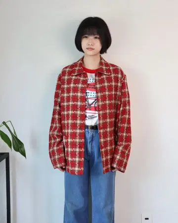 90s 00s 본 워스 레트로 체크 자켓 빈티지