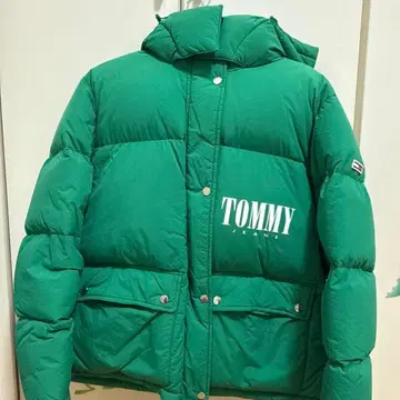 TOMMY JEANS 그린 다운 자켓