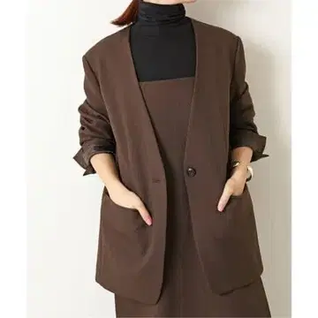 새상품급 스픽앤스팬 울라이크 노카라 루즈 자켓