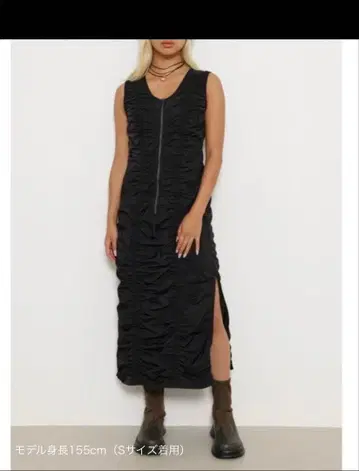 [ LAGUA GEM ] 나일론 집 슬릿 원피스