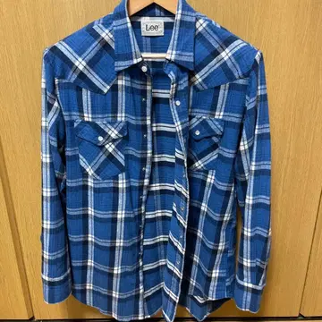 리 웨스턴 셔츠 M 블루 계열 체크