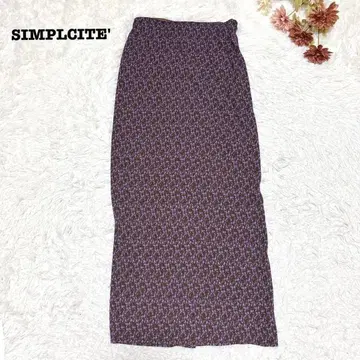 s.1245 [샴플리시테] 롱 타이트 스커트 미니 꽃무늬 슬릿 보라색