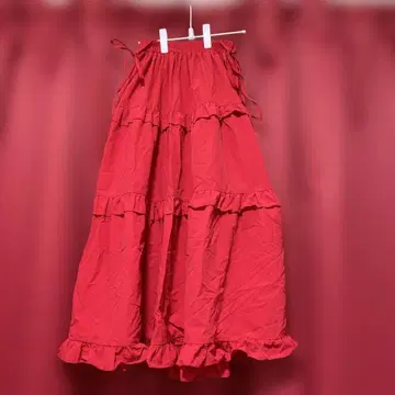 더블 시 티어드 플레어 스커트 빨간색