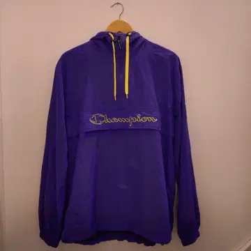 Champion 후드 부착 보라색 나일론 자켓
