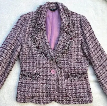 프린지 트위드 자켓 L 사이즈 보라색 계열