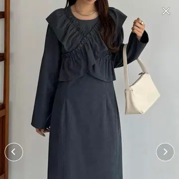 크로스 프릴 코듀로이 원피스