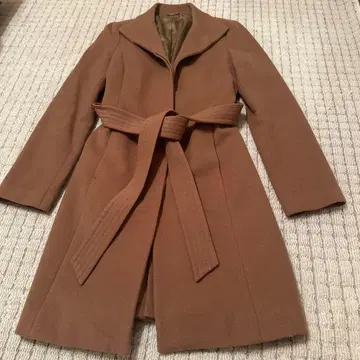 ANAYI 브라운 울 코트 벨트 포함