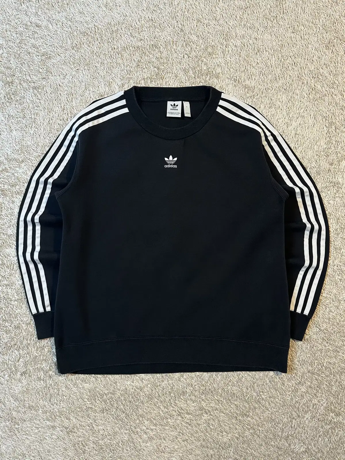 [S] Adidas Firebird Center Logo Sporty Sweatshirt Black