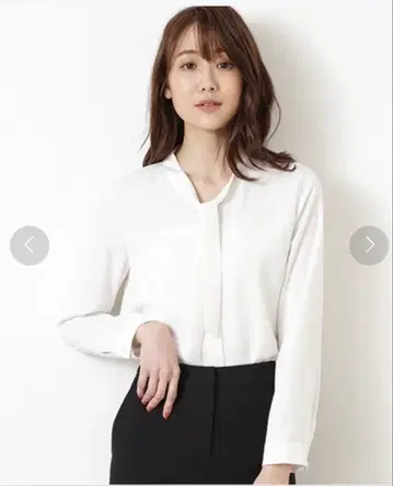 내추럴 뷰티 베이직 블라우스 셔츠 화이트 보타이