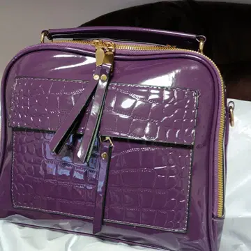 퍼플 크로커다일 패턴 숄더백