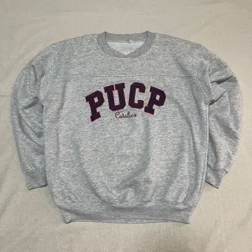 미국 빈티지 의류 칼리지 맨투맨 그레이 자수 페루