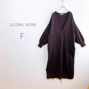 [ GLOBAL WORK ] V넥 니트 원피스 볼륨 소매 빅 루즈