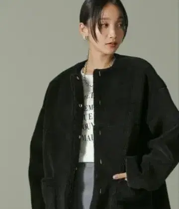 나노 유니버스 노카라 코트 보아 코트 블랙 택 포함 새상품