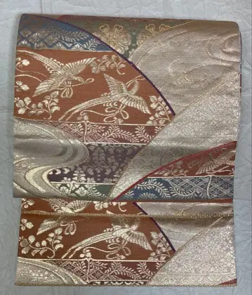 순수 실크 후쿠로 오비 (육통 무늬) 완성품