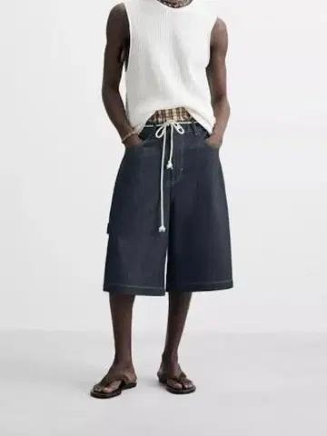 ZARA 오버 사이즈 핏 데님 버뮤다 팬츠 38