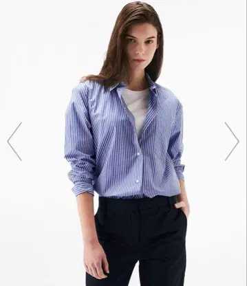 TOMMY HILFIGER 긴팔 셔츠 S 파랑과 화이트 스트라이프