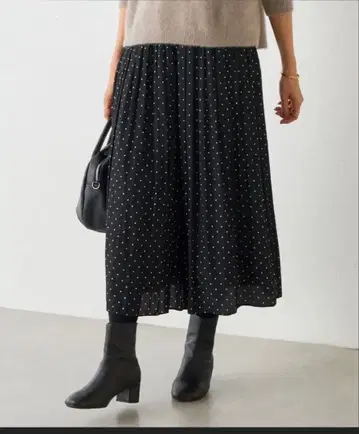 비어즐리 주름 쉬폰 개더 팬츠 (도트)