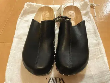 ZARA 클로그 샌들 블랙 우드 Size 37 (24cm)
