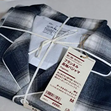 무인양품 MUJI 신사 겨드랑이에 솔기가 없는 플란넬 긴팔 파자마 M
