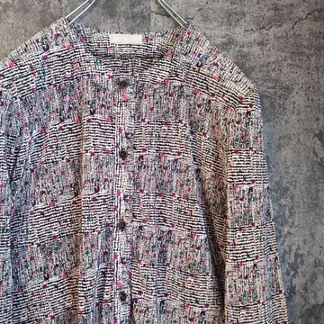 컬러풀 도트 체크 무늬 폴리 셔츠 빈티지 90s 루즈핏