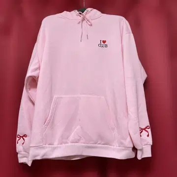 더블씨 오버 사이즈 후드티 핑크