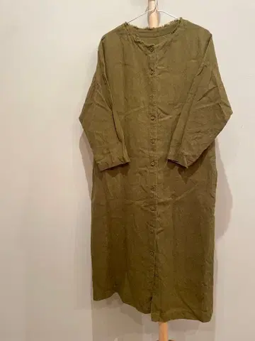 motomi.m 린넨 버튼 롱 원피스 올리브
