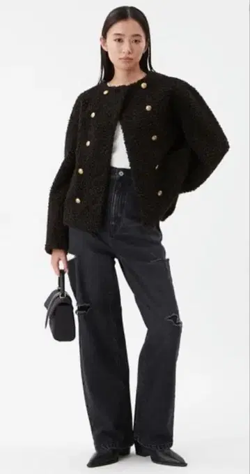 mila owen 컷 아웃 데미지 세미 와이드 데님