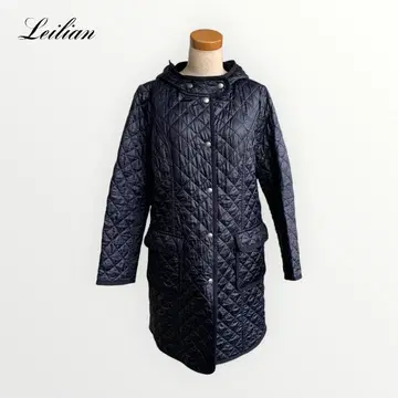 새상품급 [레리안] 퀼팅 코트 후드 부착 블랙 고급 롱 기장