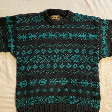 80s 90s 에디 바우어 블랙 택 코튼 니트 영국제