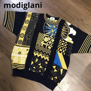 modiglani 모딜리아니 니트 빈티지 올 패턴 반팔