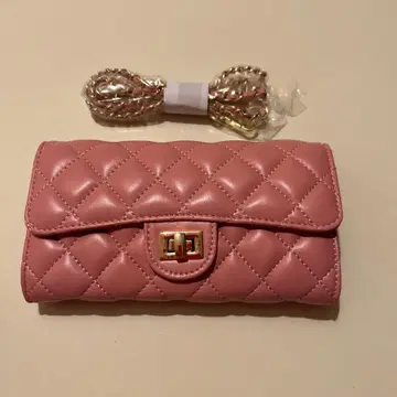 핑크 퀼팅 접이식 지갑