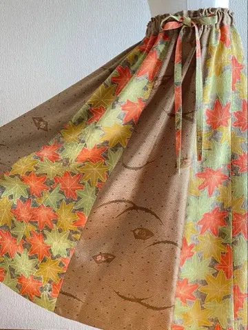 기모노 리메이크 롱 플레어 스커트