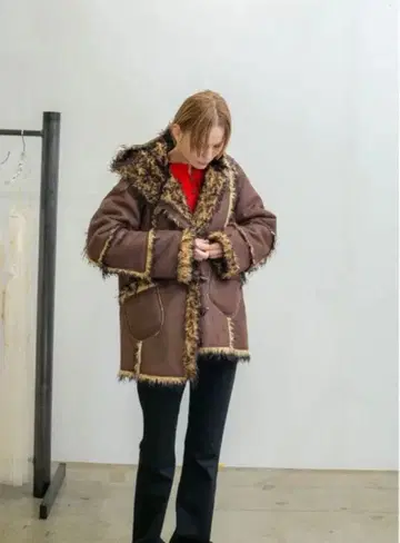 perverze Veganleather Hoodie Teddy Coat