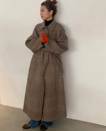 TODAYFUL 스탠칼라 체크 코트 38