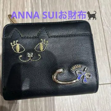 ANNA SUI 고양이 얼굴 자수 접이식 지갑
