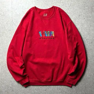 미국 빈티지 의류 리조트 비치 샌들 자수 플로리다 아메카지 빨간색 L