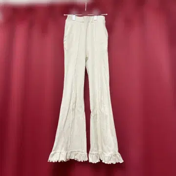 더블씨 아이보리 프릴 밑단 하이웨스트 팬츠