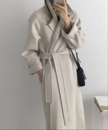 Diosfront 벨트 니트 멜톤 롱 코트