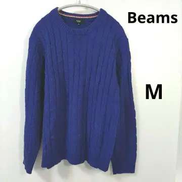 Beams 파랑 케이블 니트 스웨터 긴팔 M
