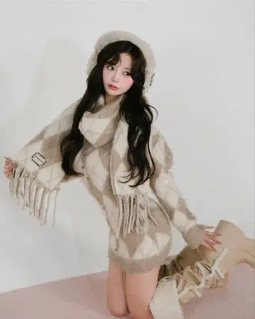 다리치 아가일 니트 앙상블 베이지 Darich