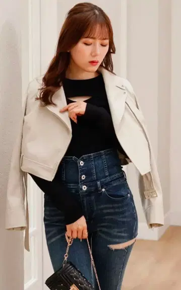 벨티드 라이더 자켓 (아이보리)