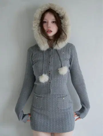andmary Reo fur knit set up