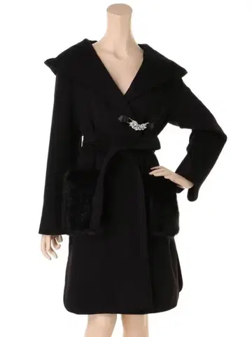 다투라 4way 고급 코트 퍼 포켓 블랙