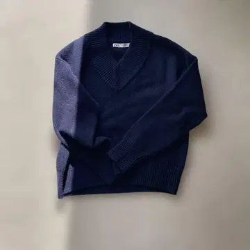 ZARA V넥 니트 네이비 여성용 가을/겨울